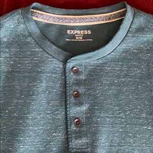 Express Mens Henley Waffle Crew NeckTop